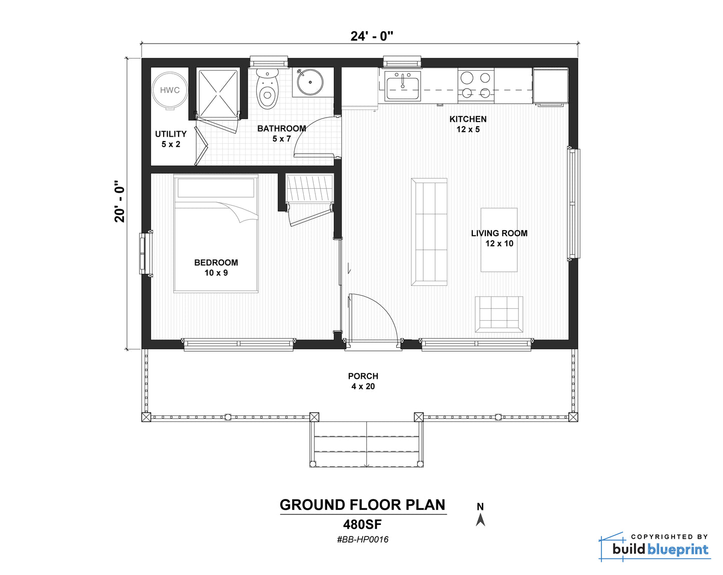 16' x 24' Aspen Cabin Architectural Plans