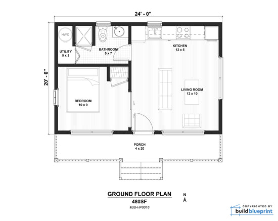 16' x 24' Aspen Cabin Architectural Plans – Build Blueprint