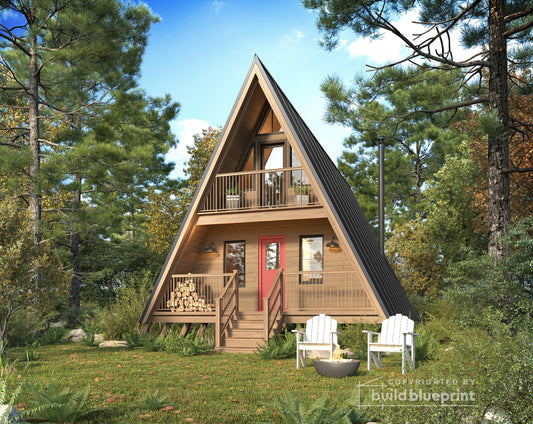 22' x 36' Catskills A-Frame Cabin Architectural Plans